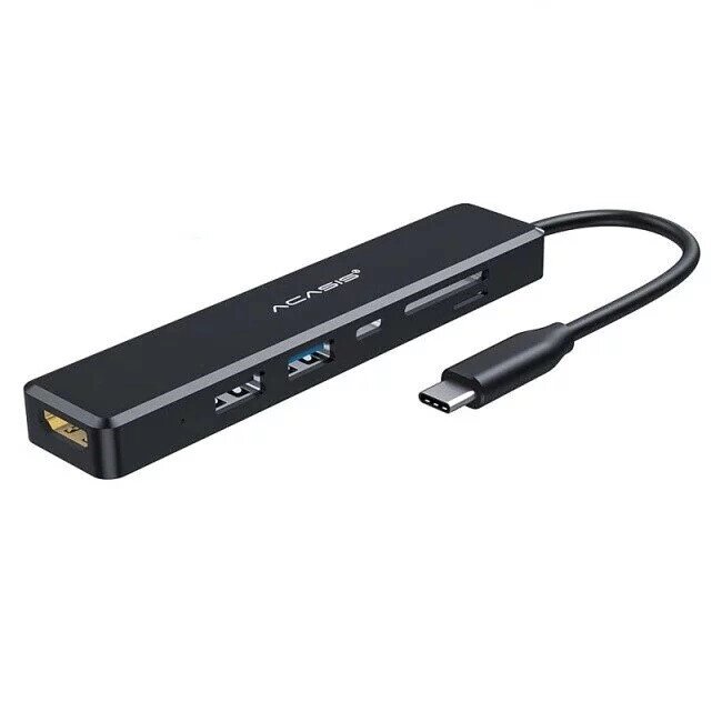 USB hub Acasis CM069 з роз'ємом type-C та підтримкою швидкої зарядки 60W (Чорний) від компанії Універсальний Інтернет-магазин POPULAR - фото 1