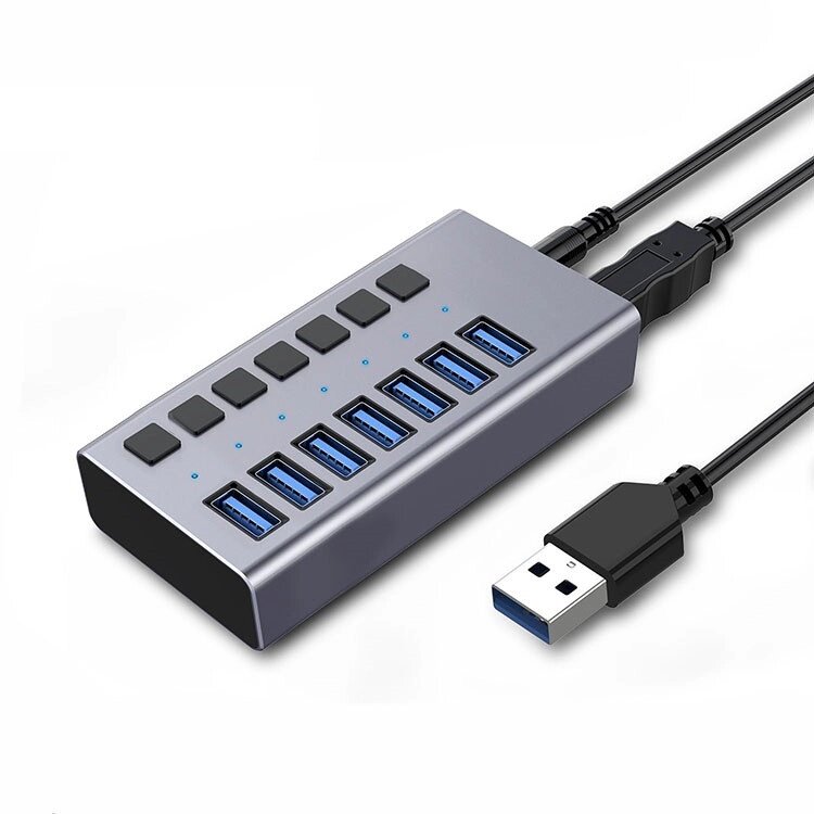 USB hub Acasis H707 на 7 портів USB 3.0 (Сірий) від компанії Універсальний Інтернет-магазин POPULAR - фото 1