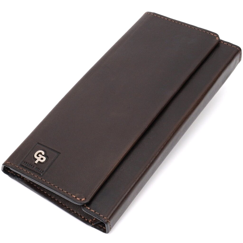 Вертикальний гаманець із відділенням для телефона з натуральної шкіри GRANDE PELLE 11645 Коричневий від компанії Універсальний Інтернет-магазин POPULAR - фото 1