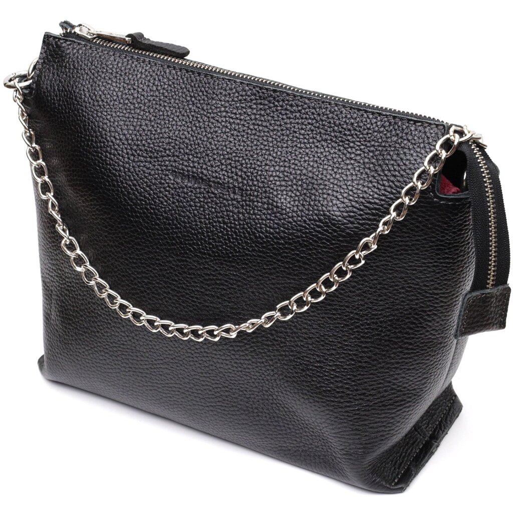 Якісна жіноча сумка з натуральної шкіри GRANDE PELLE 11655 Чорна від компанії Універсальний Інтернет-магазин POPULAR - фото 1