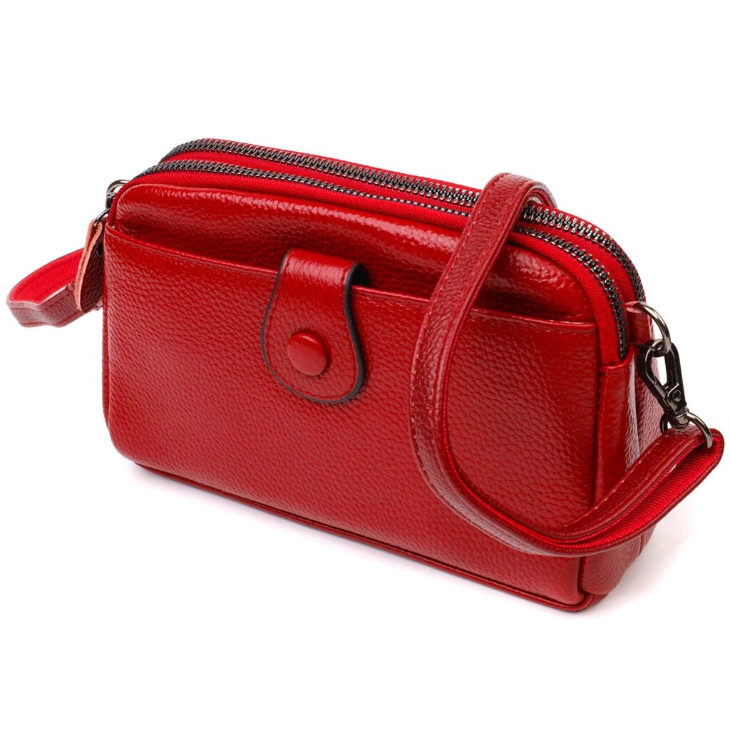 Яскрава сумка-клатч у стильному дизайні з натуральної шкіри 22125 Vintage Червона від компанії Універсальний Інтернет-магазин POPULAR - фото 1