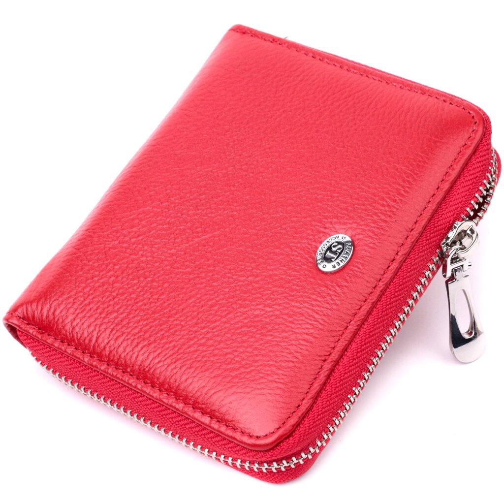 Яскраве портмоне для жінок на блискавці з натуральної шкіри ST Leather 19486 Червоний від компанії Універсальний Інтернет-магазин POPULAR - фото 1