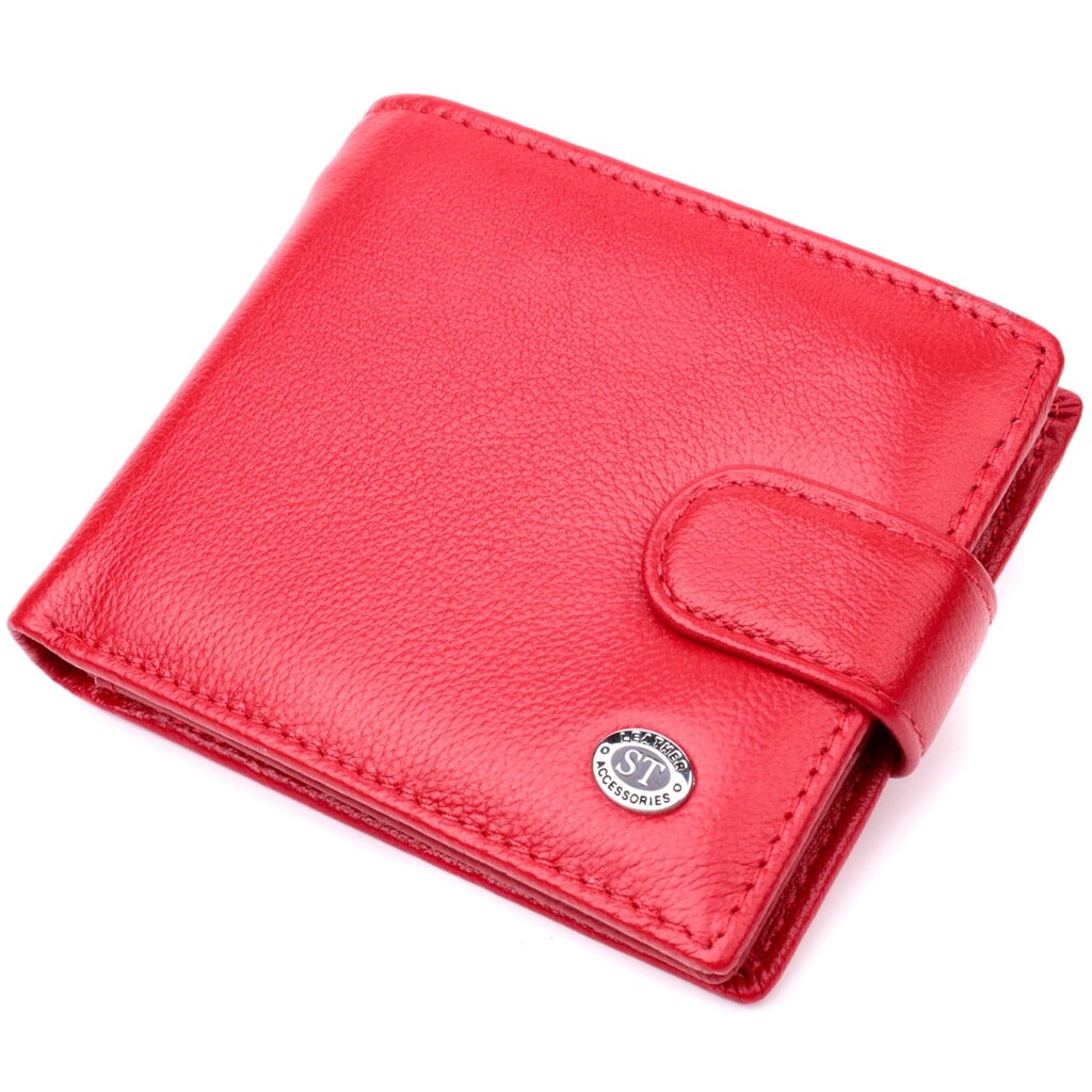 Яскраве жіноче портмоне з блоком для карт із натуральної шкіри ST Leather 19471 Червоний від компанії Універсальний Інтернет-магазин POPULAR - фото 1