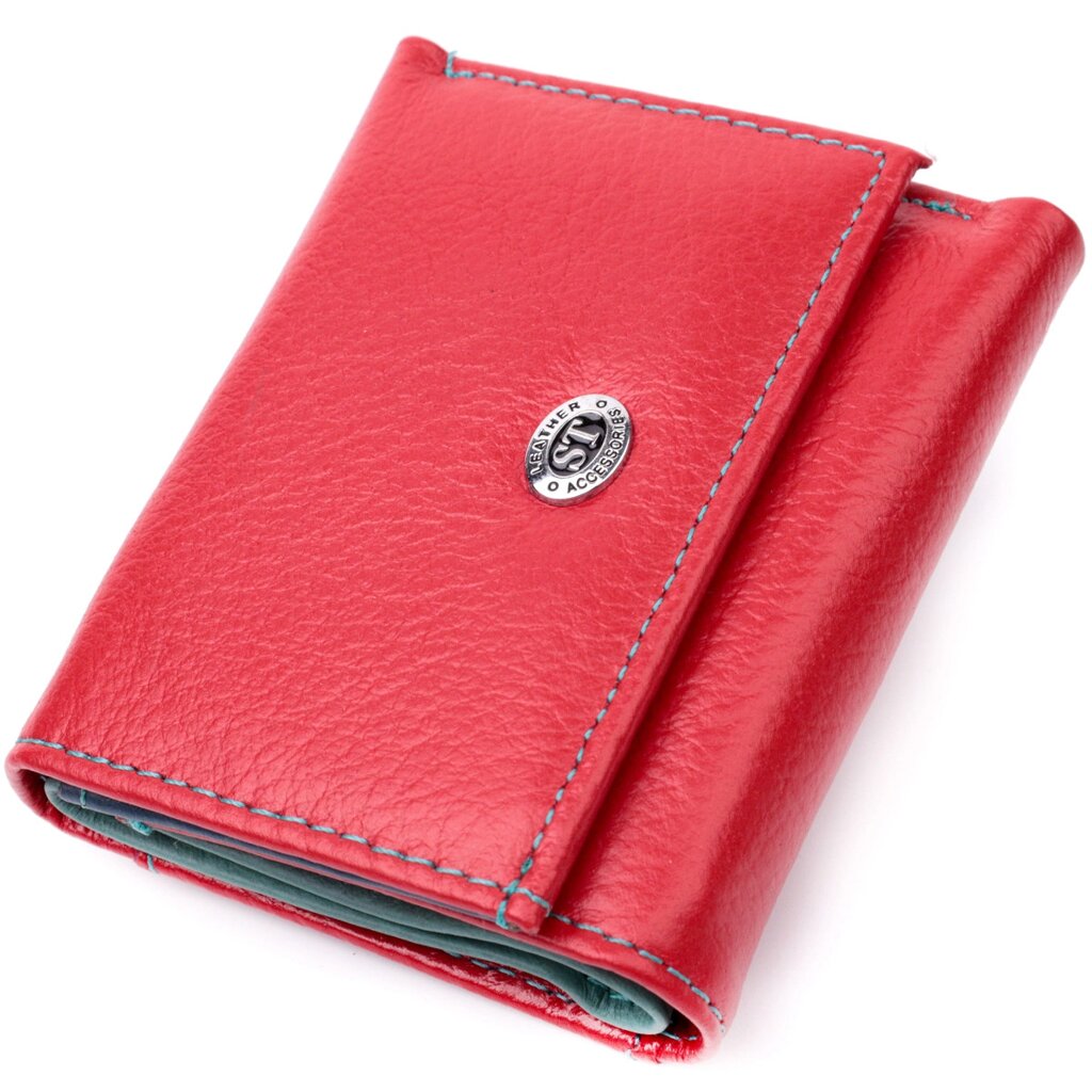 Яскравий маленький гаманець для жінок із натуральної шкіри ST Leather 19502 Червоний від компанії Універсальний Інтернет-магазин POPULAR - фото 1