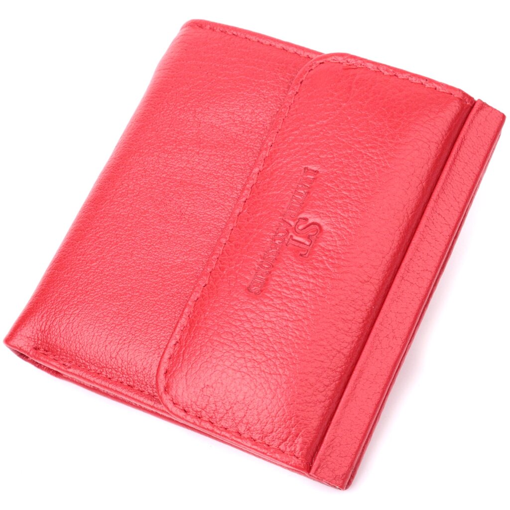 Яскравий невеликий жіночий гаманець із монетницею зовні з натуральної шкіри ST Leather 22543 Червоний від компанії Універсальний Інтернет-магазин POPULAR - фото 1