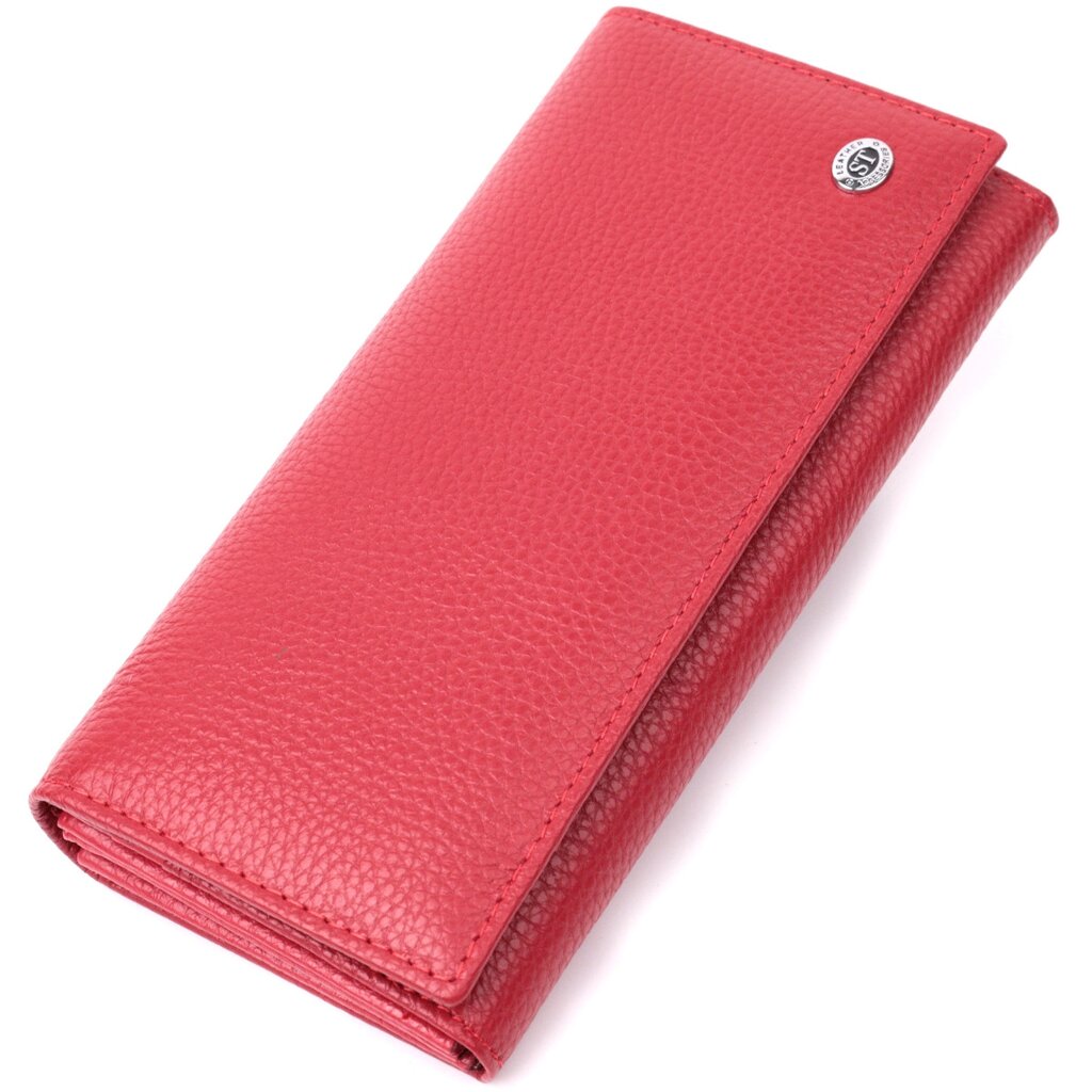 Яскравий жіночий гаманець горизонтального формату з натуральної шкіри ST Leather 22514 Червоний від компанії Універсальний Інтернет-магазин POPULAR - фото 1
