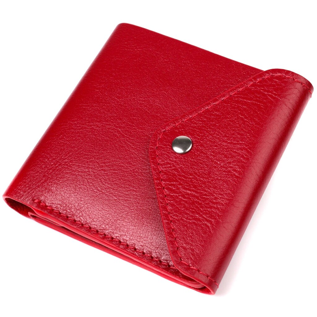Яскравий жіночий гаманець із глянсової натуральної шкіри GRANDE PELLE 16815 Червоний від компанії Універсальний Інтернет-магазин POPULAR - фото 1