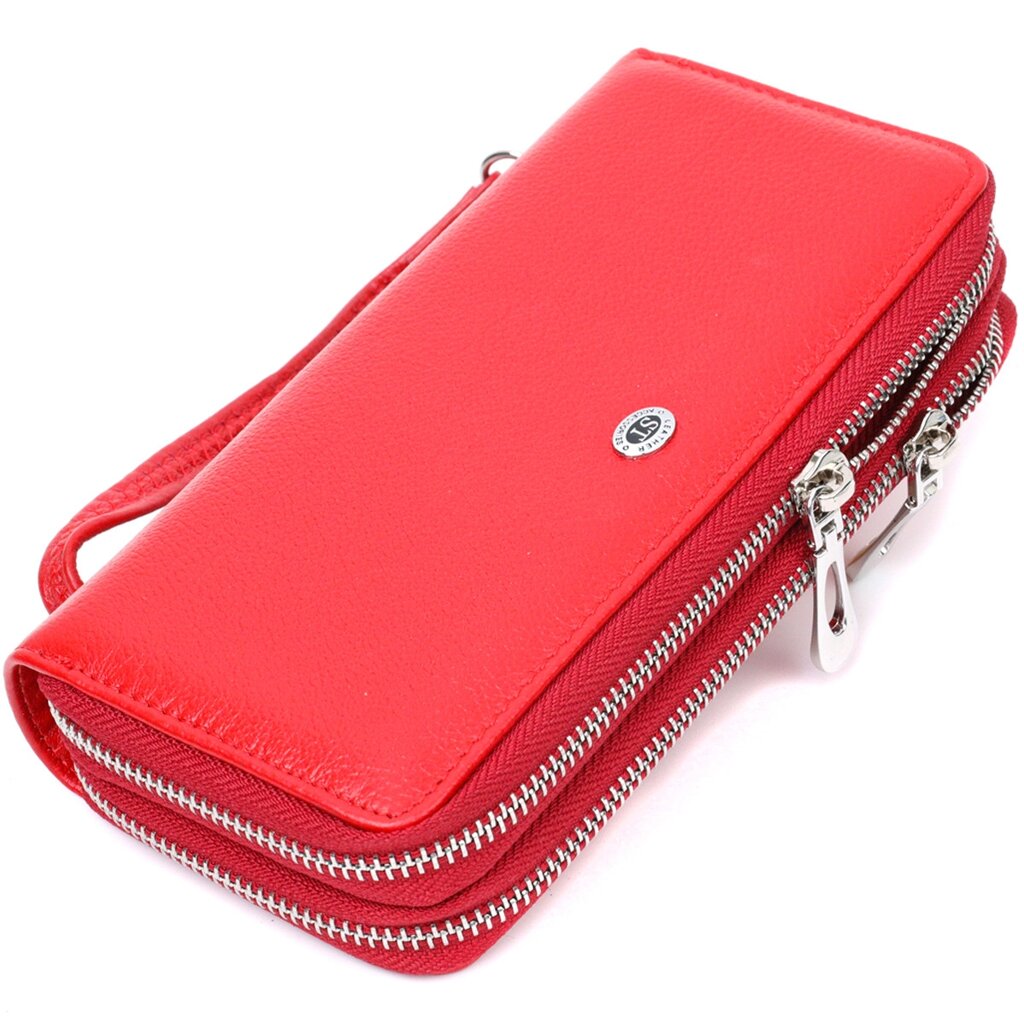 Яскравий жіночий гаманець-клатч із двома відділеннями на блискавках ST Leather 19430 Червоний від компанії Універсальний Інтернет-магазин POPULAR - фото 1