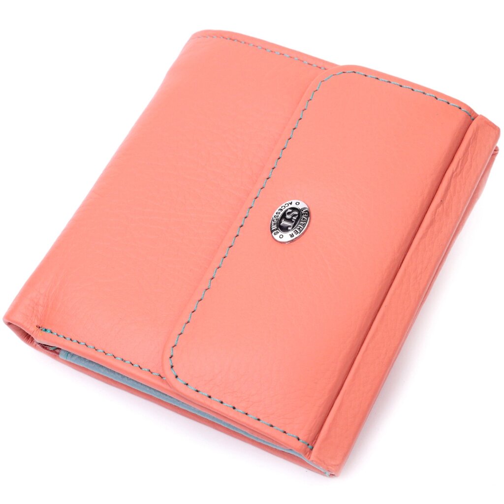 Яскравий жіночий гаманець середнього розміру з натуральної шкіри ST Leather398 Жовтогарячий від компанії Універсальний Інтернет-магазин POPULAR - фото 1
