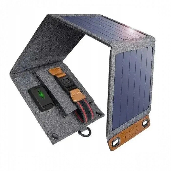 Зарядний пристрій із сонячною панеллю Solar panel 14W 1xUSB B417 (Сірий) від компанії Універсальний Інтернет-магазин POPULAR - фото 1