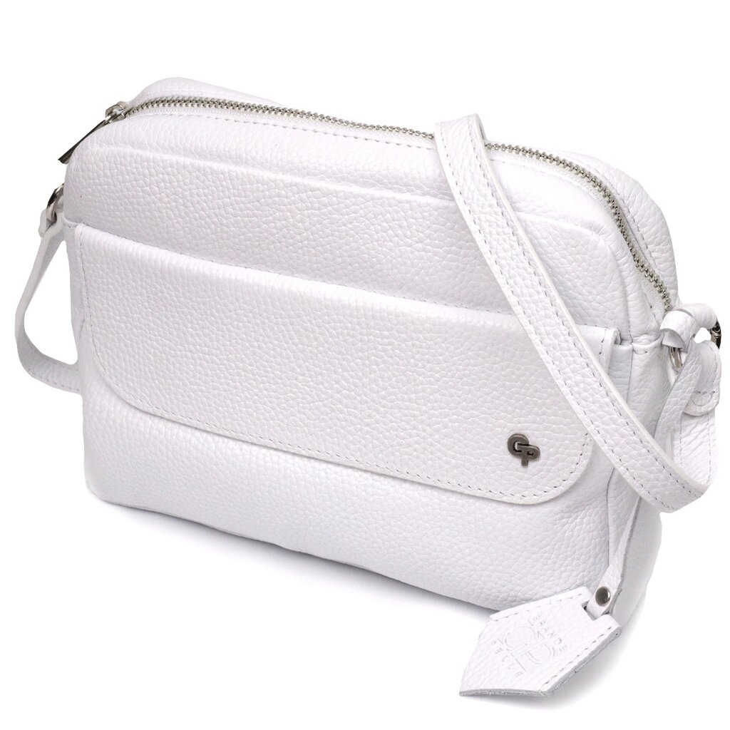 Жіноча сумка крос-боді з натуральної шкіри GRANDE PELLE 11650 Біла від компанії Універсальний Інтернет-магазин POPULAR - фото 1