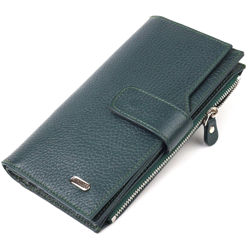 Жіночий великий вертикальний гаманець із натуральної шкіри CANPELLINI 21643 Зелений від компанії Універсальний Інтернет-магазин POPULAR - фото 1