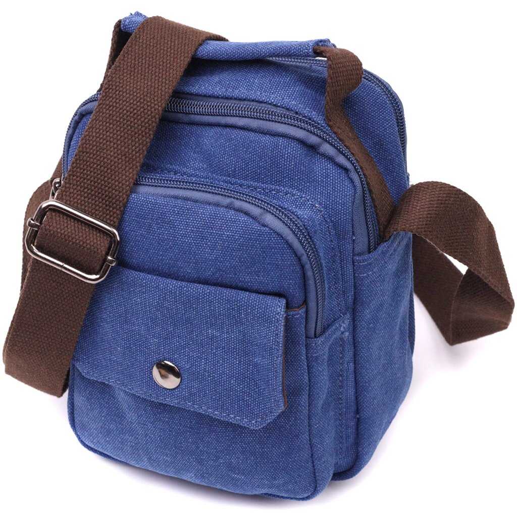 Зручна невелика чоловіча сумка зі щільного текстилю Vintage 22221 Синій від компанії Універсальний Інтернет-магазин POPULAR - фото 1