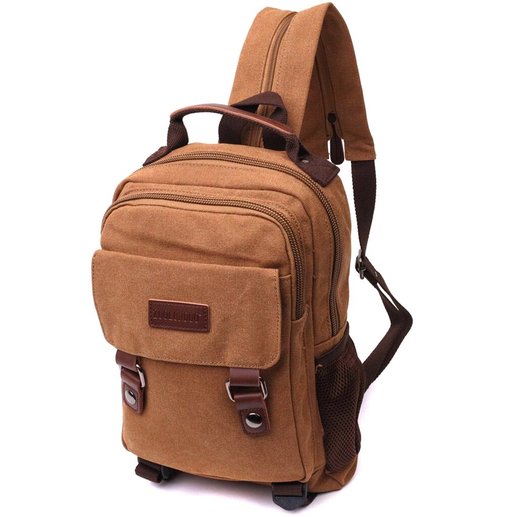 Зручний текстильний рюкзак з ущільненою спинкою та відділенням для планшета Vintage 22167 Коричневий від компанії Універсальний Інтернет-магазин POPULAR - фото 1