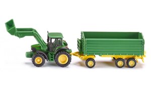 Трактор John Deere з навантажувачем и прічіпом, SIKU