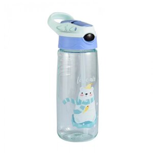 Дитяча пляшка для води з трубочкою Tumbler 500 мл, Ведмедик, блакитна