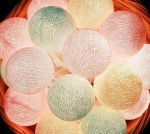 Гірлянда тайські кульки-ліхтарики CBL Baby Pastel 35 кульок від USB, 4 м