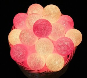 Гірлянда тайські кульки-ліхтарики CBL Bright Pink 20 шт. від батарейок, 2.5 м