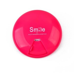 Кругла кишенькова таблетниця на 7 днів Smile Box, рожева