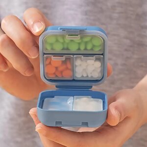 Міні органайзер для таблеток - таблетниця Double Pillbox на 5 відділень, синя