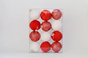 Набір ялинкових іграшок з нитяних кульок 6,5 см, 12 шт Карамелька