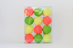 Набір ялинкових іграшок із ниткових кульок 6,5 см, 12 шт Яскраві 12 шт