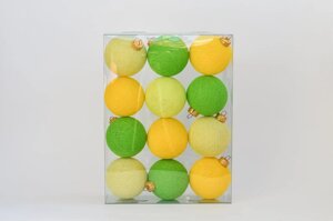 Набір жовтих іграшок з нитяних кульок 6,5 см, 12 шт жовто- зелений