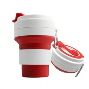 Складний кухоль 350 мл, eco cup з карабіном, червоний