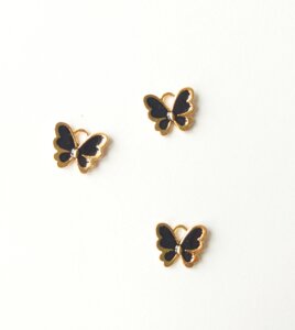 Кулон підвіска Метелик з чорною емаллю 1,3*1,1 см