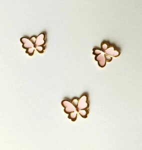 Кулон підвіска Метелик з рожевою емаллю 1,3*1,1 см