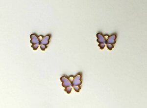 Кулон підвіска Метелик з бузковою емаллю 1,3*1,1 см