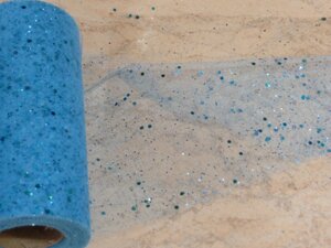 Тканина фатин з блискітками, колір синій15 см