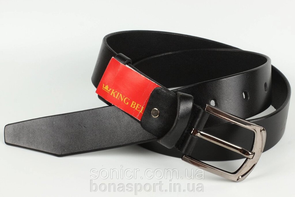 Ремінь шкіряний брючний чорний King Belts 40 мм гладкий - наявність