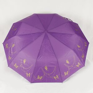 Зонт жіночий складний напівавтомат сиренивий Bellissio метелики