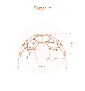 Дитячий дерев’яний тренажер у вигляді купола "Павук", різнокольоровий M