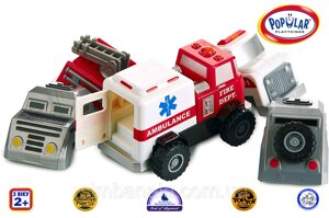 Конструктор для маленьких POPULAR Playthings Build-a-Truck Rescue рятувальні машинки (швидка, пожежна, поліція)