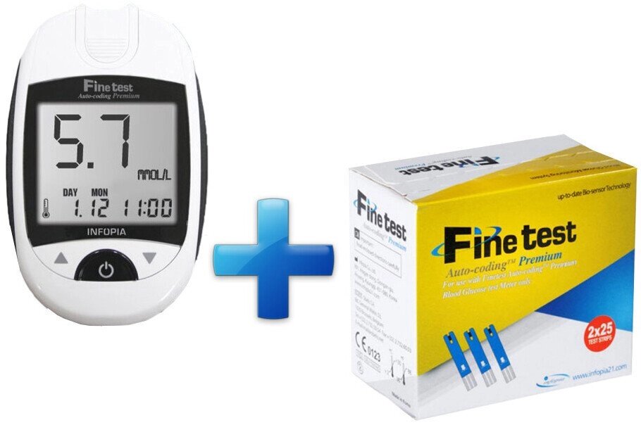 Глюкометр Fine Test Premium - Файнтест + 50 тест-смужок від компанії Smuzhka. com - фото 1