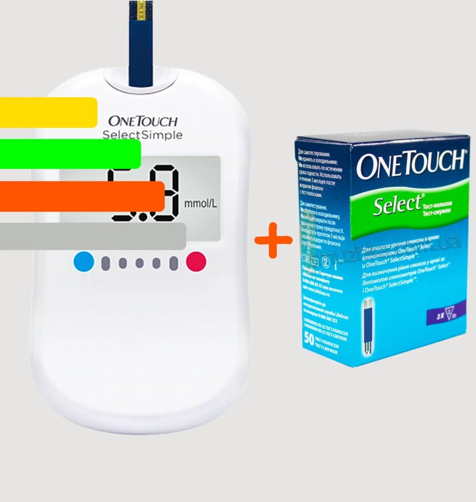 Глюкометр OneTouch Select Simple + 60 тест-смужок від компанії Smuzhka. com - фото 1
