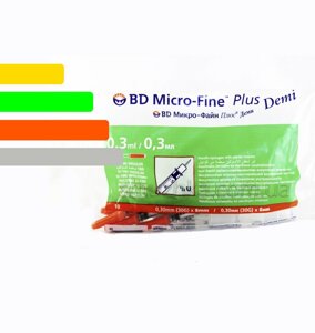 Шприц інсуліновий BD Micro-fine Plus Demi 0,3 ml - Мікро-Файн Плюс Демі