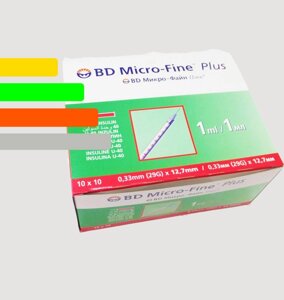 Інсуліновий шприц з інтегрованою голкою U-40 BD Micro-fine Plus 1ml уп. 100 шт.