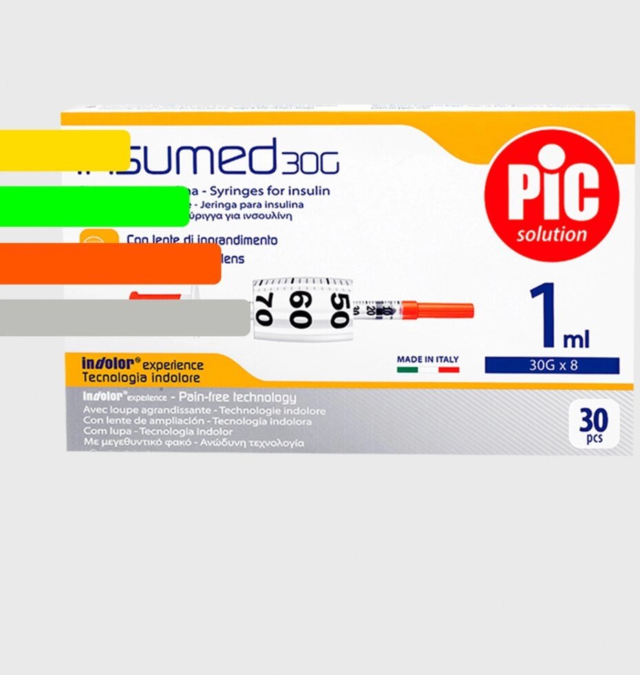Шприц Інсумед - Insumed для інсуліну U-100 1мл * 8мм, 30G (30 шт. В упаковці) від компанії Smuzhka. com - фото 1