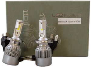 Лампа діодна H4 12 В 60 Вт 6000K, к-т (2 шт.) 7200 L