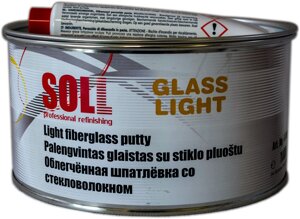 Шпаклівка з скловолокном 1.0 кг SOLL Glass Light (м`яка, зелена)