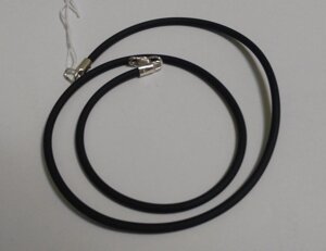Черный чокер шнурок-колье из каучука с серебром