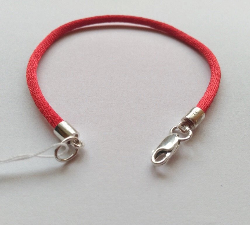 Червоний браслет з шовкового шнура і срібла Дюпон від компанії Silver Sea - фото 1