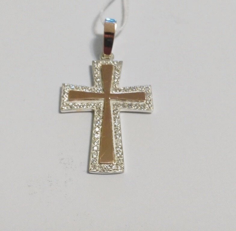 Хрест срібний з золотом і циркону 370 від компанії Silver Sea - фото 1