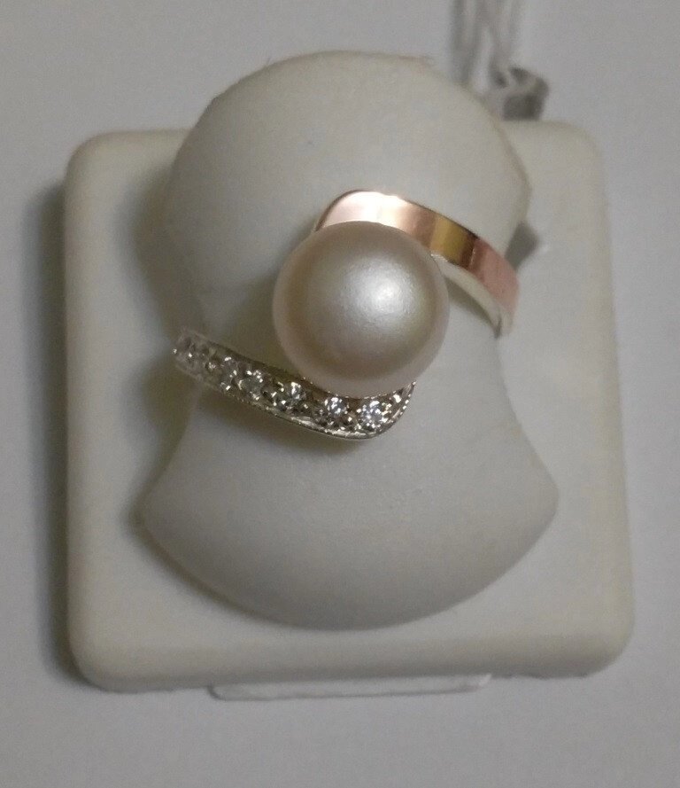 Кільце срібне з золотом і перлами Франческа від компанії Silver Sea - фото 1