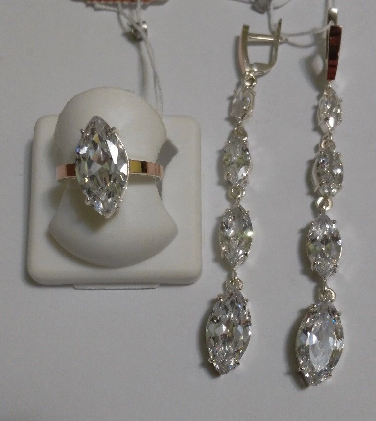 Комплект зі срібла і золота з білими каменями Злата від компанії Silver Sea - фото 1