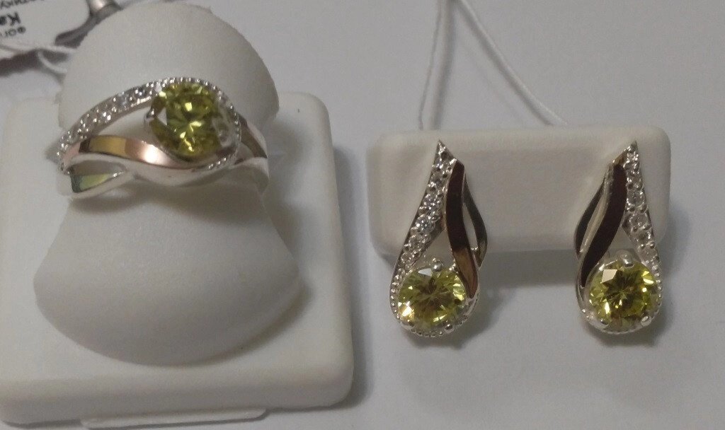 Комплект зі срібла і золота з жовтим каменем Венера від компанії Silver Sea - фото 1