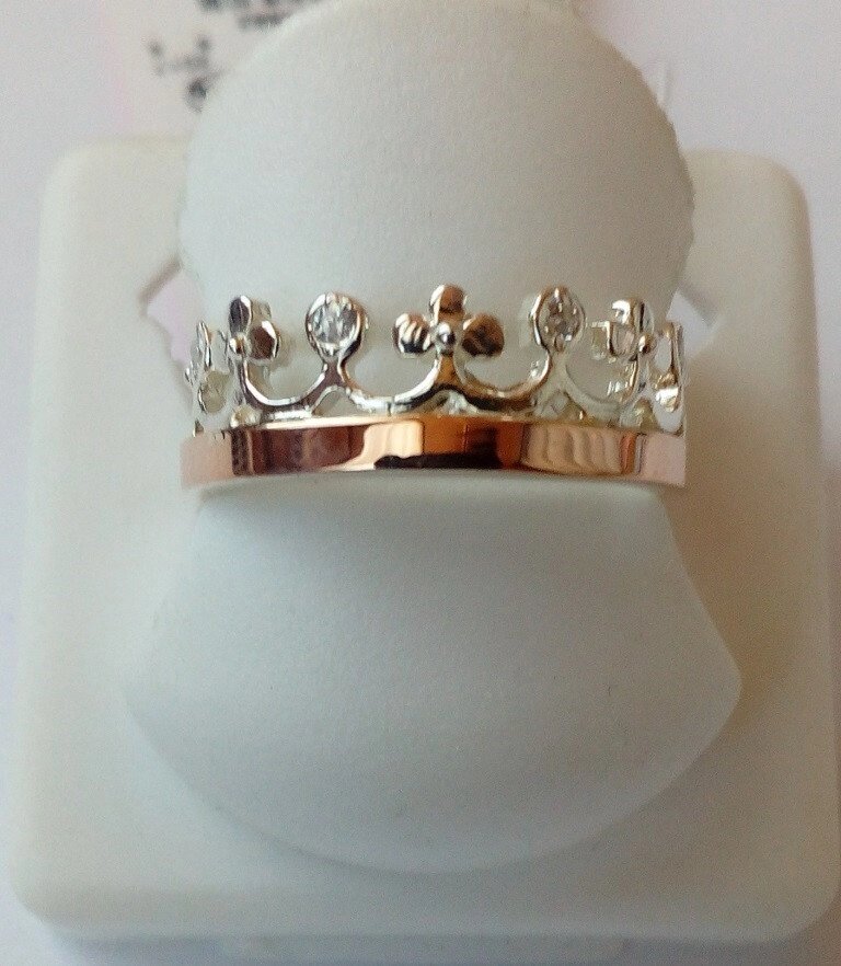 Корона кільце зі срібла з золотом від компанії Silver Sea - фото 1